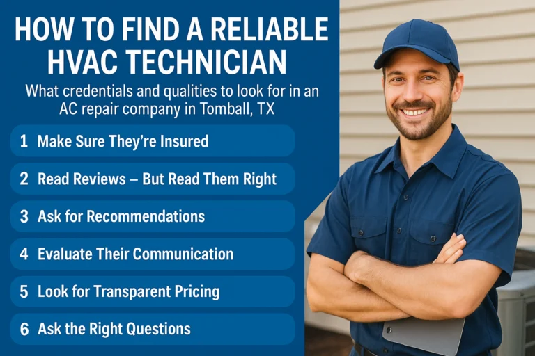 Graphic and image a a reliable hvac technician in Tomball, TX.