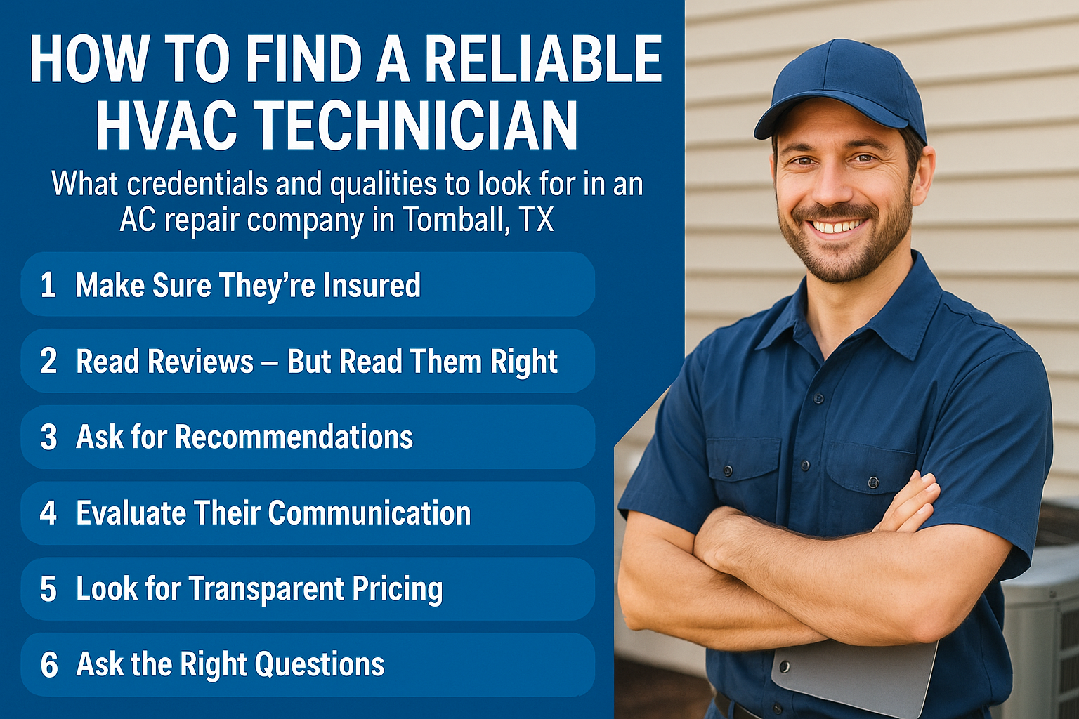 Graphic and image a a reliable hvac technician in Tomball, TX.