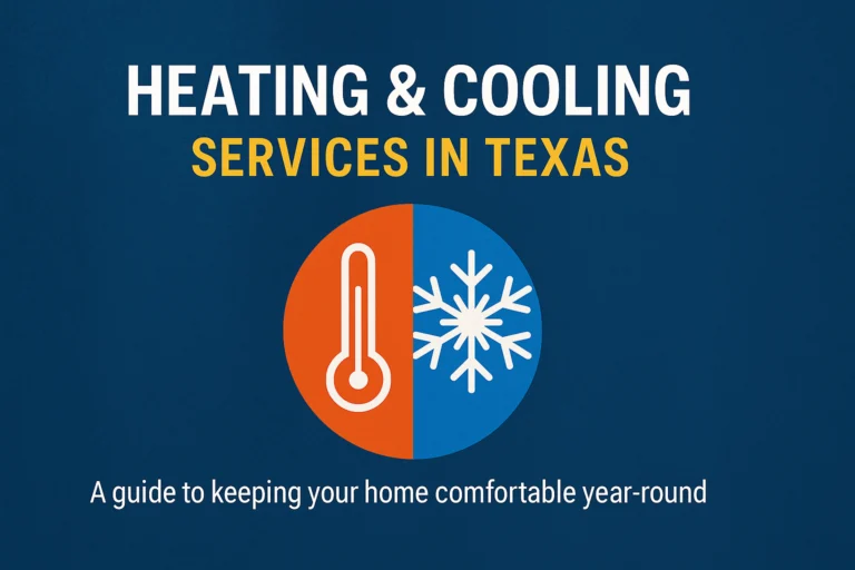 Heating and cooling in Texas graphic showing hot and cold icons.