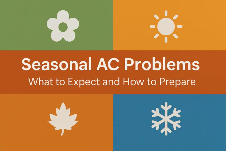 Seasonal ac issues graphic showing the 4 seasons.